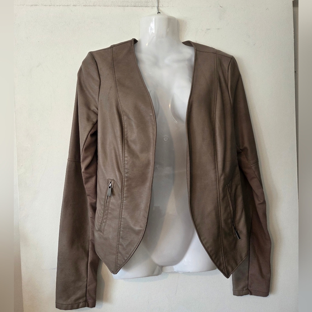 Dynamite Vegan Leather Taupe Jacket